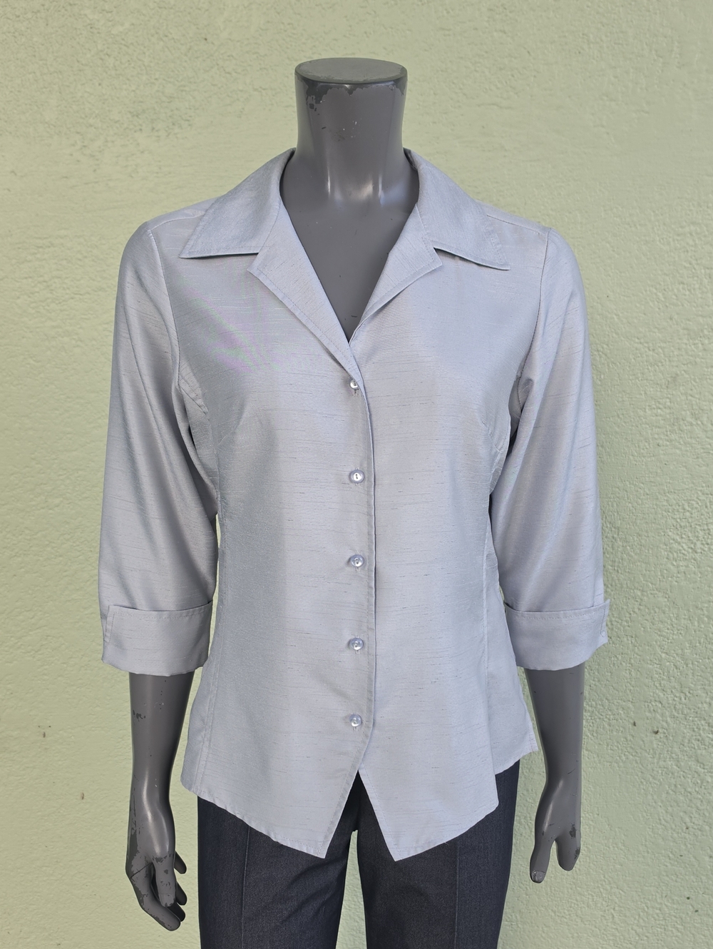 PRAISE HYMN Women's Button-Down Tailored Blouse/Shirt Silver